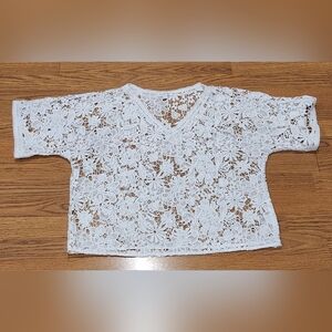 Calligraphie Womens Short Sleeve Blouse White Size M